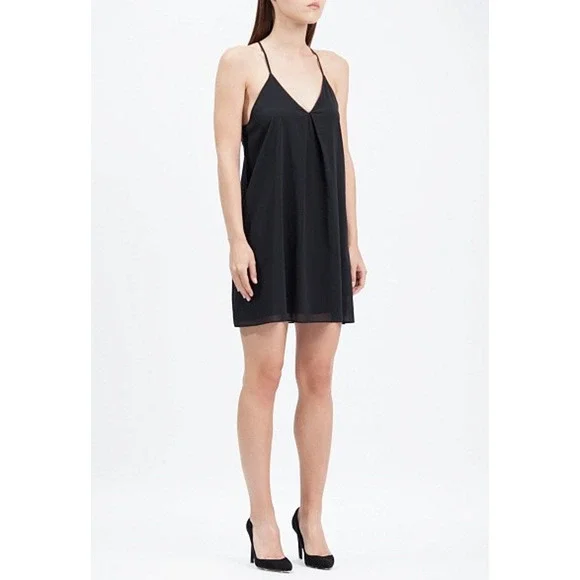 Alice + Olivia Fierra Y-back 100% Silk Racerback Slip Mini Dress Black Large - Picture 15 of 16